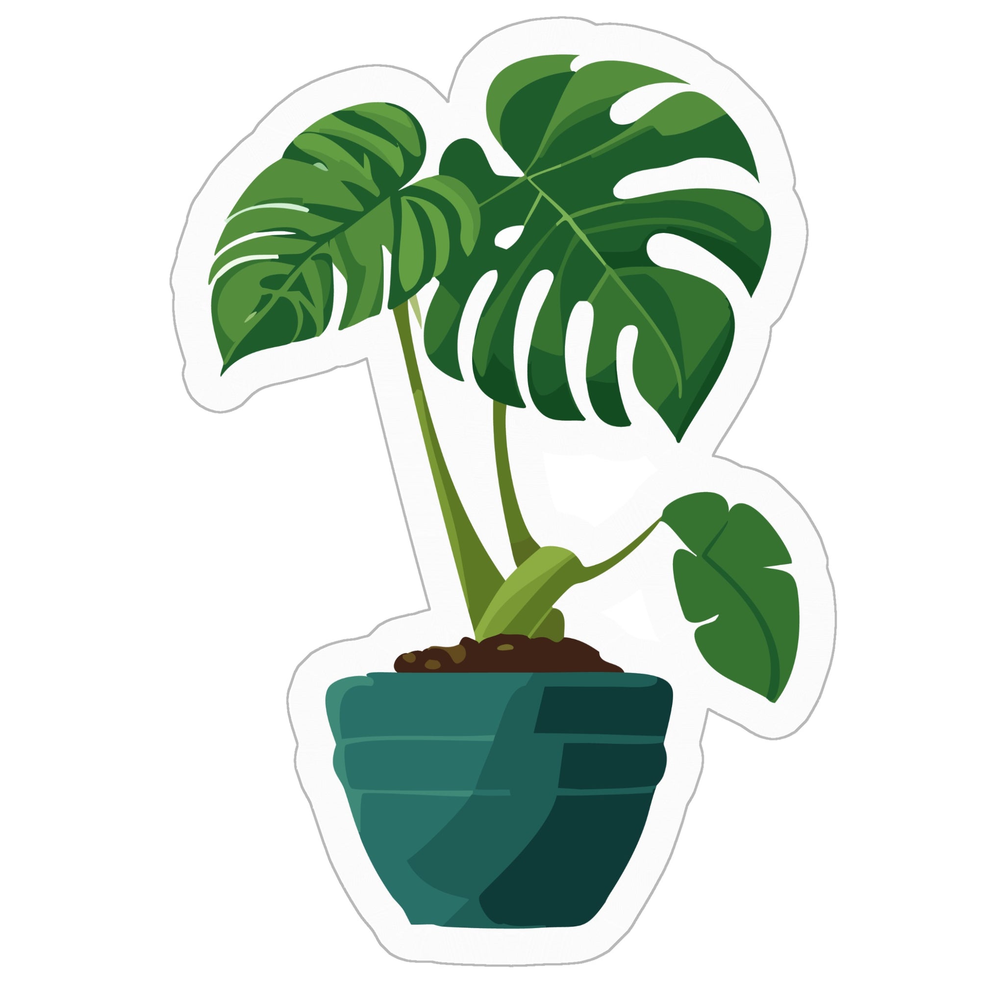 Monstera in Pot Kiss Cut Water Bottle Laptop Stickers - 3"