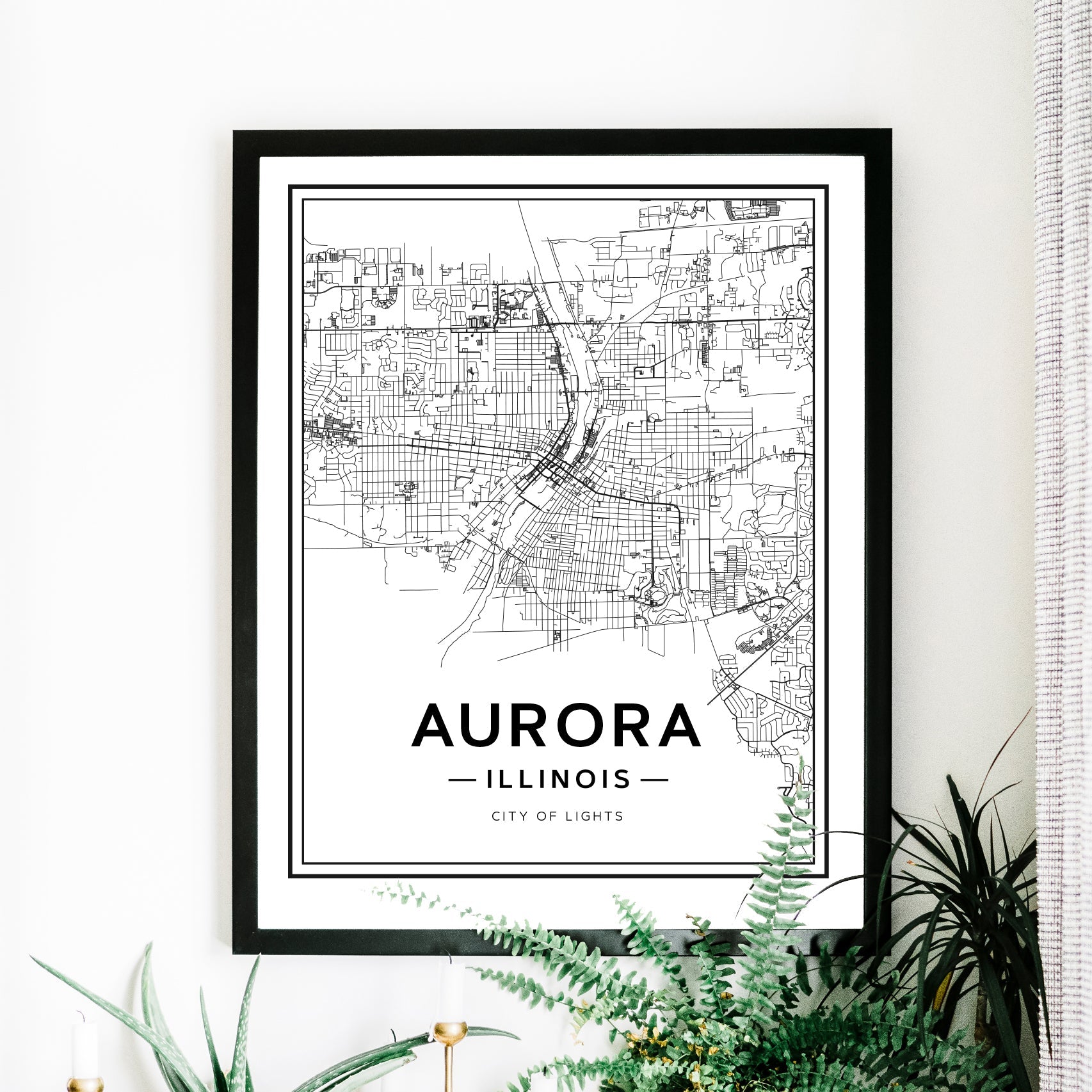 Aurora, IL Map Print