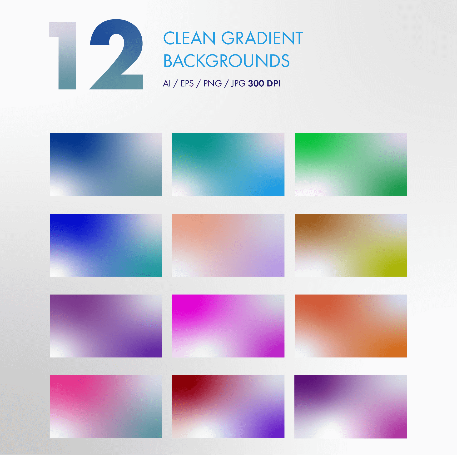 12 Clean Gradient Backgrounds