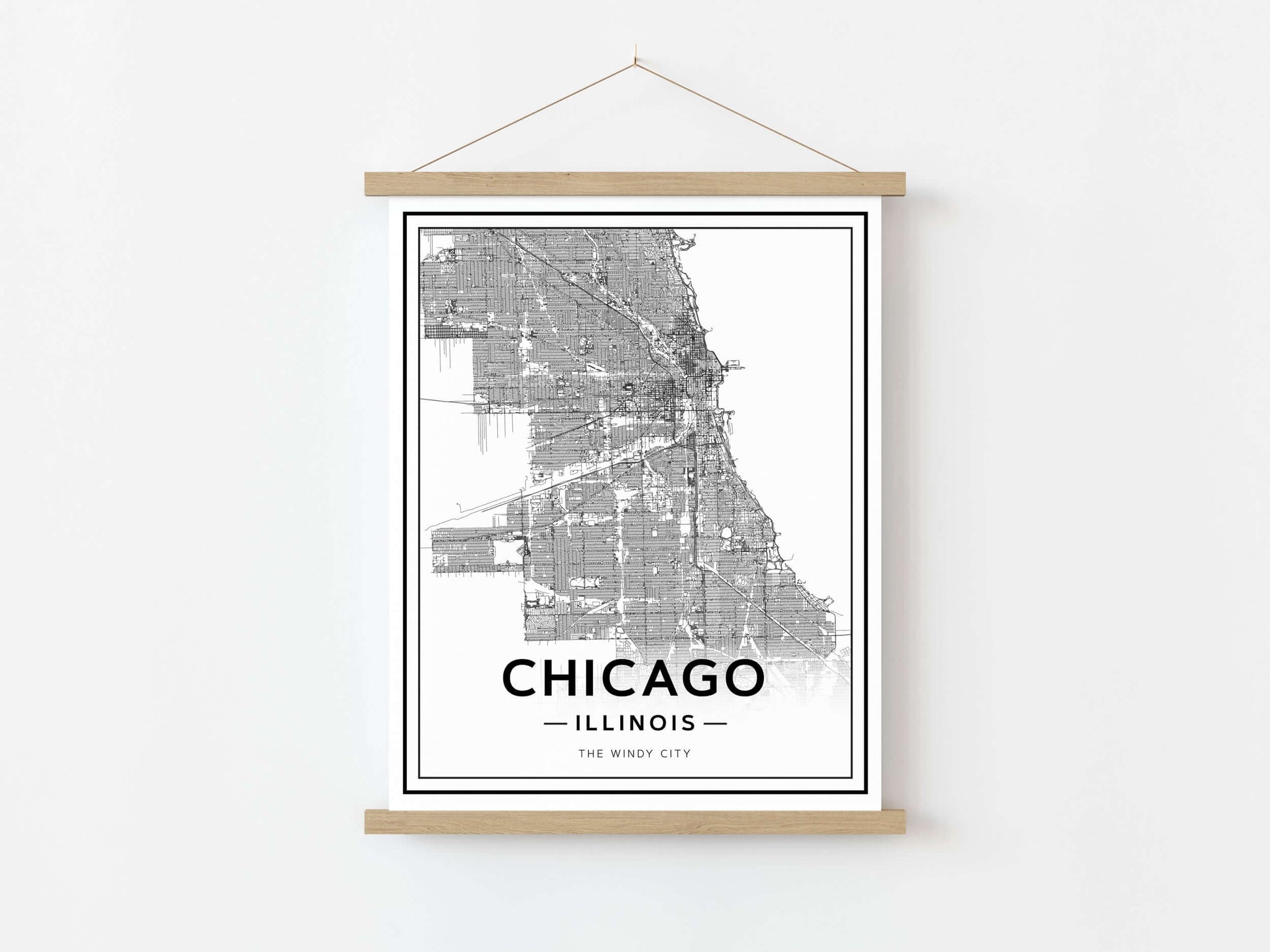 8x10 map print of chicago, IL, illinois gift