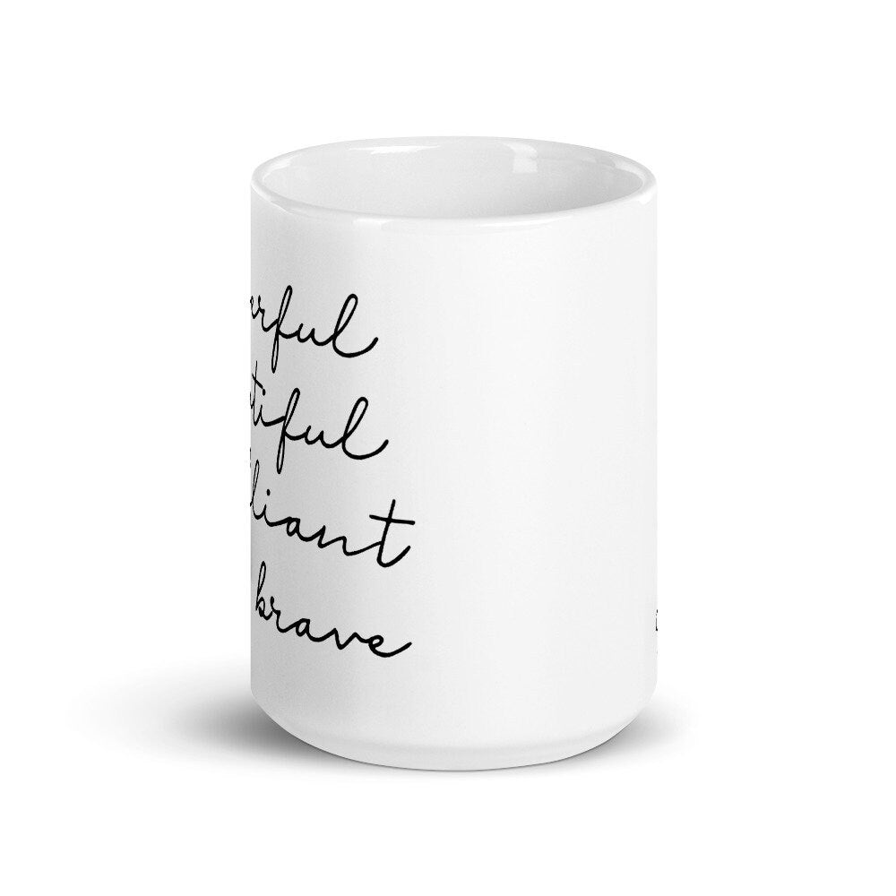Powerful, beautiful, brilliant, and brave, Oversized Cozy Coffee Mug - Send Me a Dream