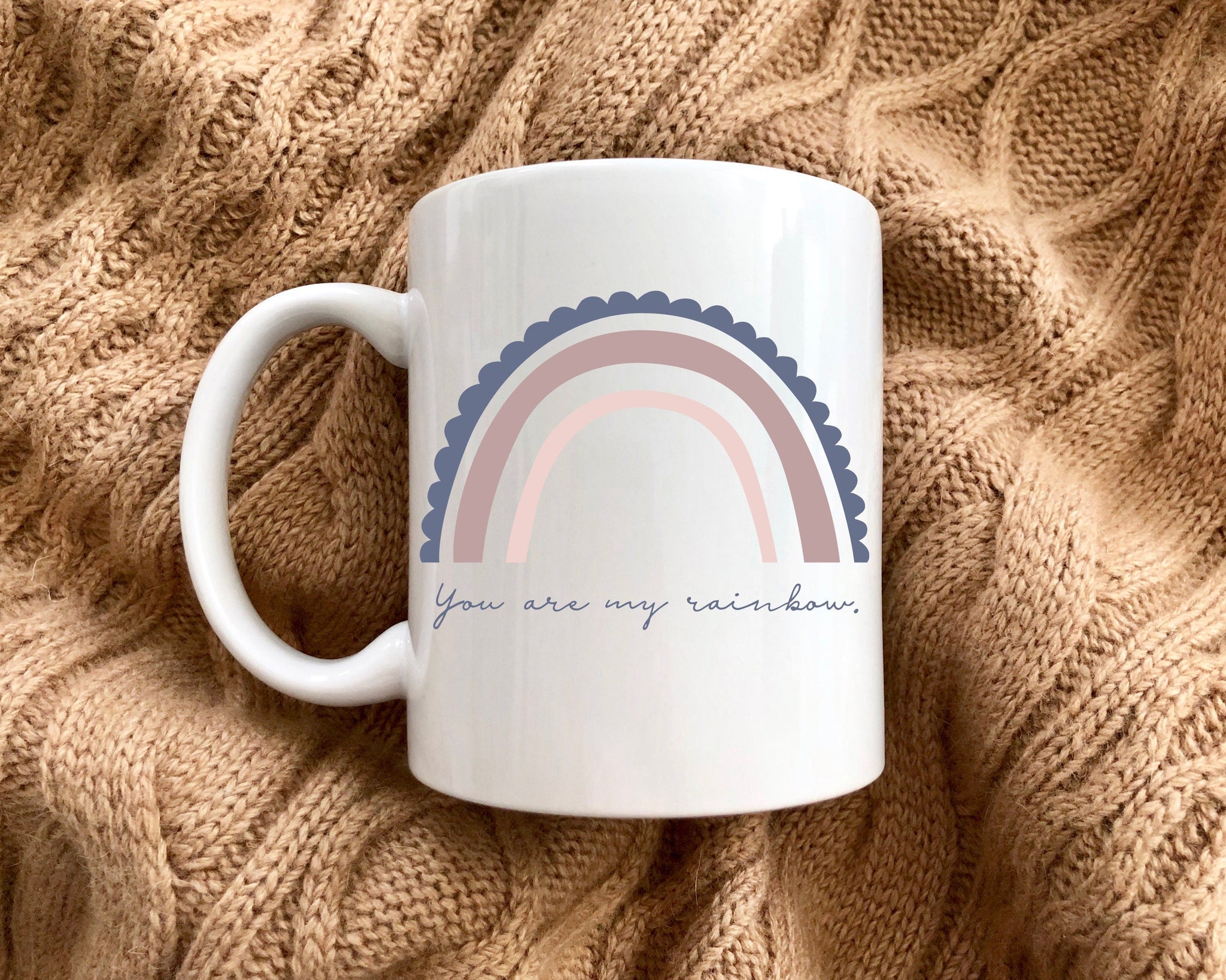 You are My Rainbow, Deluxe Oversized Ceramic Rainbow Mug - Send Me a Dream